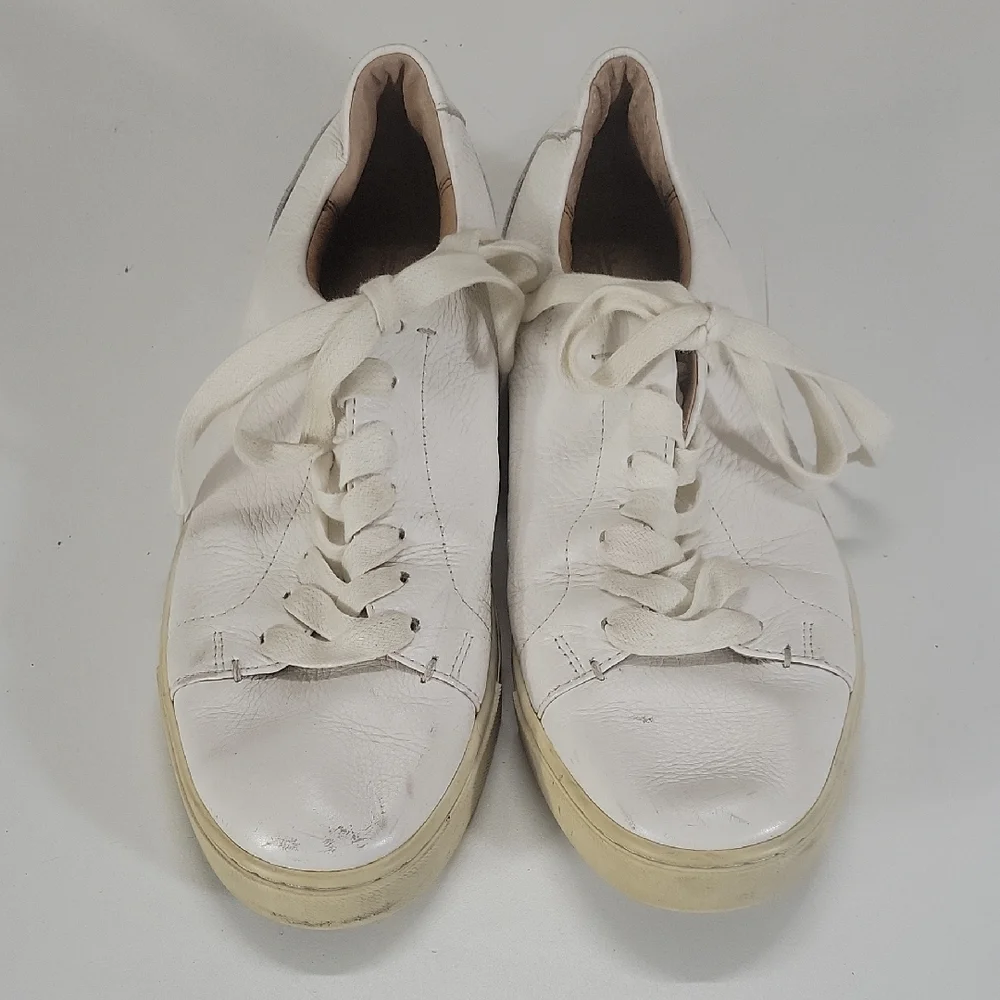 Frye White Leather Lace-Up Sneakers Sz 8M